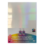 Vinil PET Adhesivo Imprimible Holográfico 3D Transparente A4