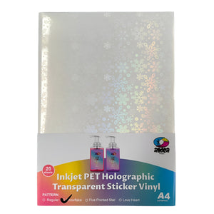 Vinil PET Adhesivo Imprimible Holográfico 3D Transparente A4