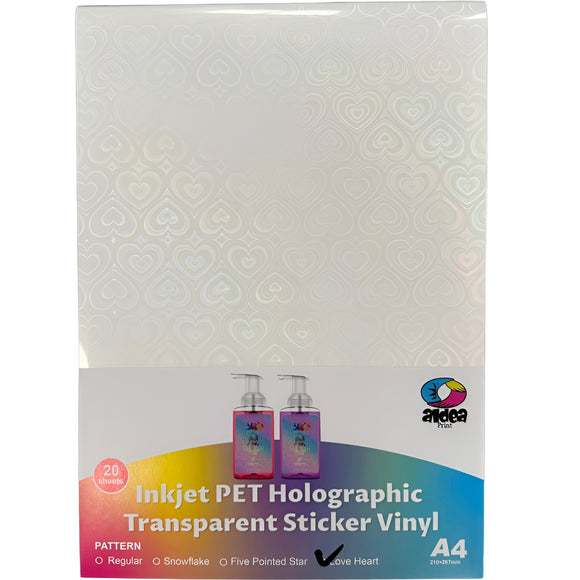 Vinil PET Adhesivo Imprimible Holográfico 3D Transparente A4