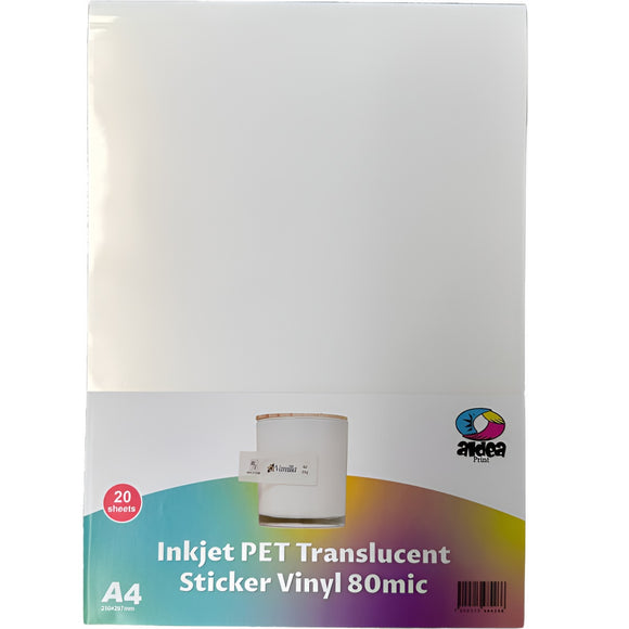 Vinil PET Adhesivo Imprimible Translúcido A4